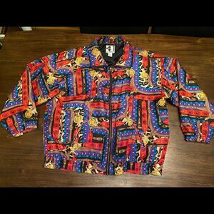 Ac-tiv- ology bonnet style jacket size XL womens vintage 1990 100% silk